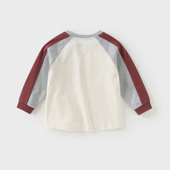 Dave&Bella Boys Autumn Red Cotton Breathable T-shirt Top