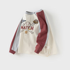 Dave&Bella Boys Autumn Red Cotton Breathable T-shirt Top