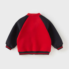 Dave&Bella Boys Autumn Red Long Sleeve V-collar Outdoor Varsity Jackets