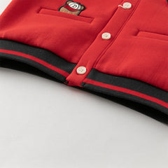 Dave&Bella Boys Autumn Red Long Sleeve V-collar Outdoor Varsity Jackets