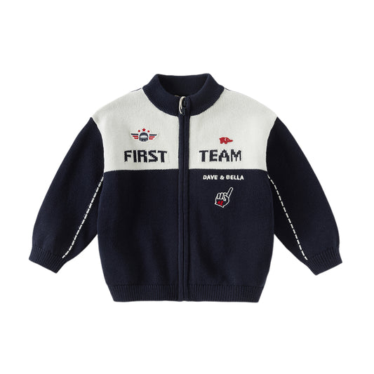 Dave&Bella Toddler Boys Autumn Blue Cotton Casual Coats