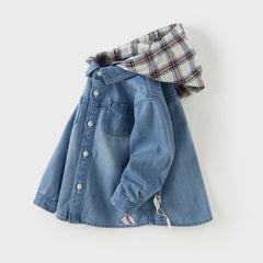 Dave&Bella Boys Autumn Casual Cotton Blue Hoodies Shirt Top