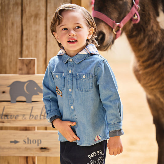 Dave&Bella Boys Autumn Casual Cotton Blue Hoodies Shirt Top