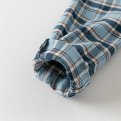 Dave&Bella Boys Autumn Cotton Formal Blue Plaid Shirt Top