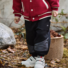 Dave&Bella Boys Autumn Cool Black Outdoor Sports Drawstring Joggers Pants