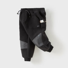 Dave&Bella Boys Autumn Cool Black Outdoor Sports Drawstring Joggers Pants