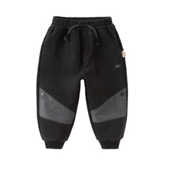 Dave&Bella Boys Autumn Cool Black Outdoor Sports Drawstring Joggers Pants