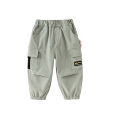 Dave&Bella Boys Autumn Grey Green Quick-Drying Overalls Drawstring Pant