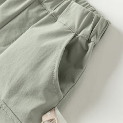 Dave&Bella Boys Autumn Grey Green Quick-Drying Overalls Drawstring Pant