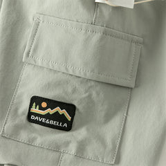 Dave&Bella Boys Autumn Grey Green Quick-Drying Overalls Drawstring Pant