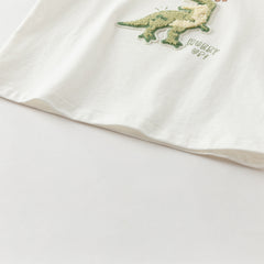 Dave&Bella Boys Autumn Cotton Yellow Colorblocked Round Collar T-shirt Top