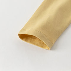 Dave&Bella Boys Autumn Cotton Yellow Colorblocked Round Collar T-shirt Top