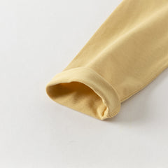 Dave&Bella Boys Autumn Cotton Yellow Colorblocked Round Collar T-shirt Top