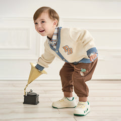 Dave&Bella Boys Autumn Beige Casual Knit Sweater Cardigan Top