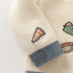 Dave&Bella Boys Autumn Beige Casual Knit Sweater Cardigan Top