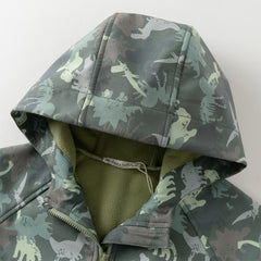 Dave&Bella Toddler Boys Autumn Outdoor Army Green Hooded Padded Puffer Jacket