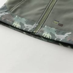 Dave&Bella Toddler Boys Autumn Outdoor Army Green Hooded Padded Puffer Jacket