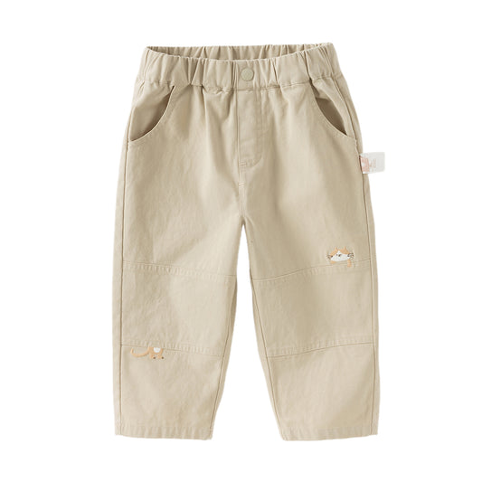 Dave&Bella Toddler Boys Autumn Khaki/Navy Blue Cotton Casual Pants