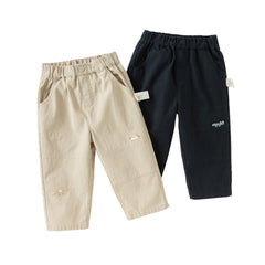Dave&Bella Toddler Boys Autumn Khaki/Navy Blue Cotton Casual Pants