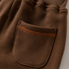 Dave&Bella Toddler Boys Autumn Coffee Brown Drawstring Sweatpants