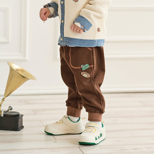 Dave&Bella Toddler Boys Autumn Coffee Brown Drawstring Sweatpants
