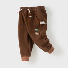 Dave&Bella Toddler Boys Autumn Coffee Brown Drawstring Sweatpants