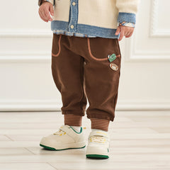 Dave&Bella Toddler Boys Autumn Coffee Brown Drawstring Sweatpants