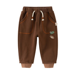Dave&Bella Toddler Boys Autumn Coffee Brown Drawstring Sweatpants