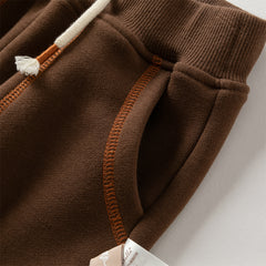 Dave&Bella Toddler Boys Autumn Coffee Brown Drawstring Sweatpants