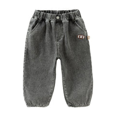 Dave&Bella Toddler Boys Autumn Smoky Grey Loose Jeans Pants
