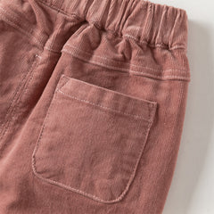Dave&Bella Toddler Girls Autumn Khaki/Pink Cotton Corduroy Pants