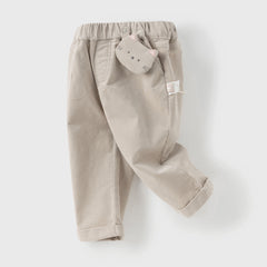 Dave&Bella Toddler Girls Autumn Khaki/Pink Cotton Corduroy Pants