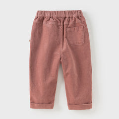 Dave&Bella Toddler Girls Autumn Khaki/Pink Cotton Corduroy Pants