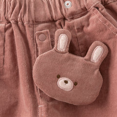 Dave&Bella Toddler Girls Autumn Khaki/Pink Cotton Corduroy Pants