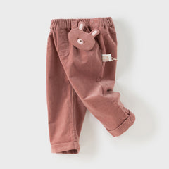 Dave&Bella Toddler Girls Autumn Khaki/Pink Cotton Corduroy Pants