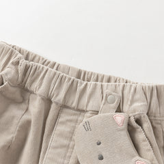 Dave&Bella Toddler Girls Autumn Khaki/Pink Cotton Corduroy Pants