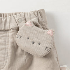 Dave&Bella Toddler Girls Autumn Khaki/Pink Cotton Corduroy Pants