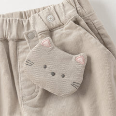 Dave&Bella Toddler Girls Autumn Khaki/Pink Cotton Corduroy Pants