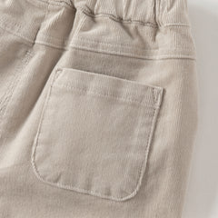 Dave&Bella Toddler Girls Autumn Khaki/Pink Cotton Corduroy Pants