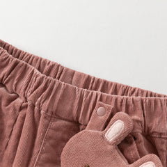 Dave&Bella Toddler Girls Autumn Khaki/Pink Cotton Corduroy Pants