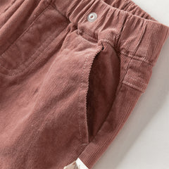 Dave&Bella Toddler Girls Autumn Khaki/Pink Cotton Corduroy Pants