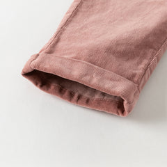 Dave&Bella Toddler Girls Autumn Khaki/Pink Cotton Corduroy Pants