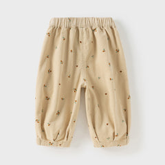 Dave&Bella Todder Boys Autumn Casual Cotton Yellow Print Drawstring Pants