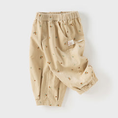 Dave&Bella Todder Boys Autumn Casual Cotton Yellow Print Drawstring Pants