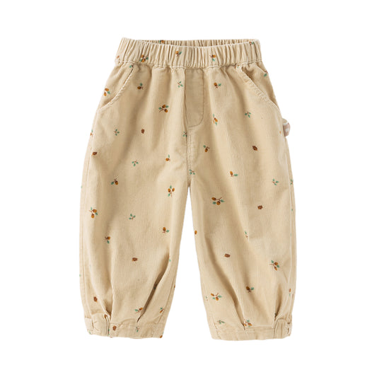 Dave&Bella Todder Boys Autumn Casual Cotton Yellow Print Drawstring Pants