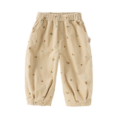Dave&Bella Todder Boys Autumn Casual Cotton Yellow Print Drawstring Pants