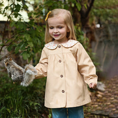 Dave&Bella Toddler Girls Autumn Yellow Simple-style Trench Coats