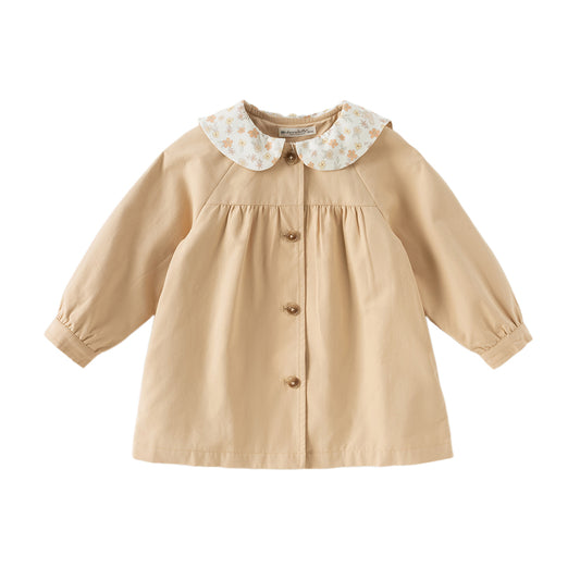 Dave&Bella Toddler Girls Autumn Yellow Simple-style Trench Coats