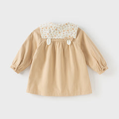 Dave&Bella Toddler Girls Autumn Yellow Simple-style Trench Coats