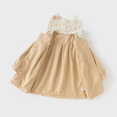 Dave&Bella Toddler Girls Autumn Yellow Simple-style Trench Coats